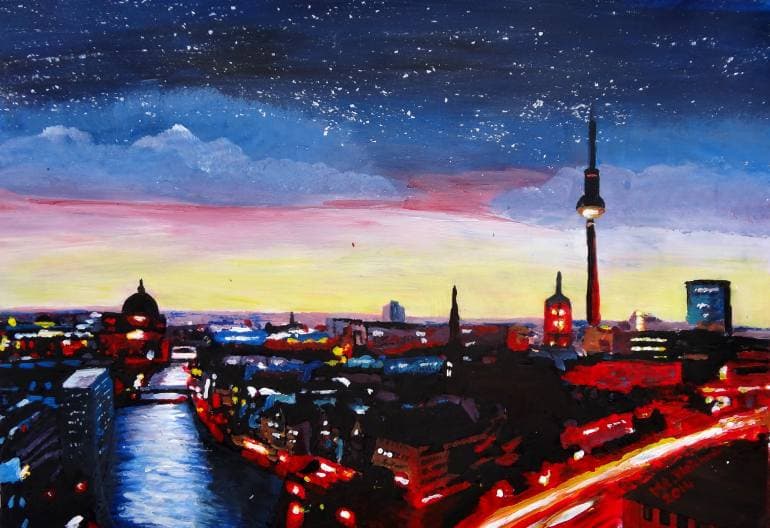 ‘Gloomy Skyline of Berlin’ - Painting by M Bleichner